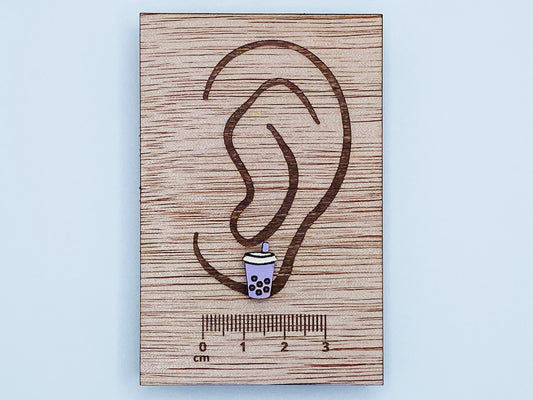 Boba Earrings, Wood Earrings, Food Earrings, Stud Earrings