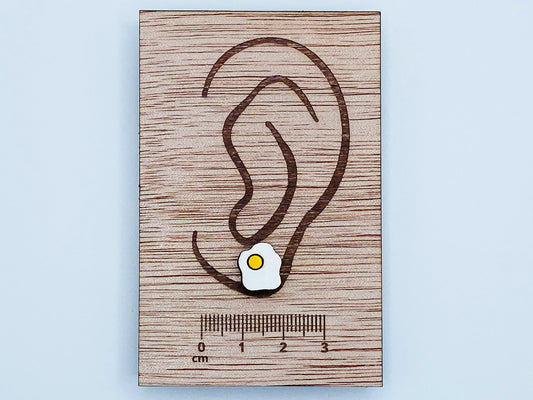 Breakfast Egg stud earrings, Funny Food studs, Fun eggs, Novelty Earrings, Wooden Earring, Foodie gifts