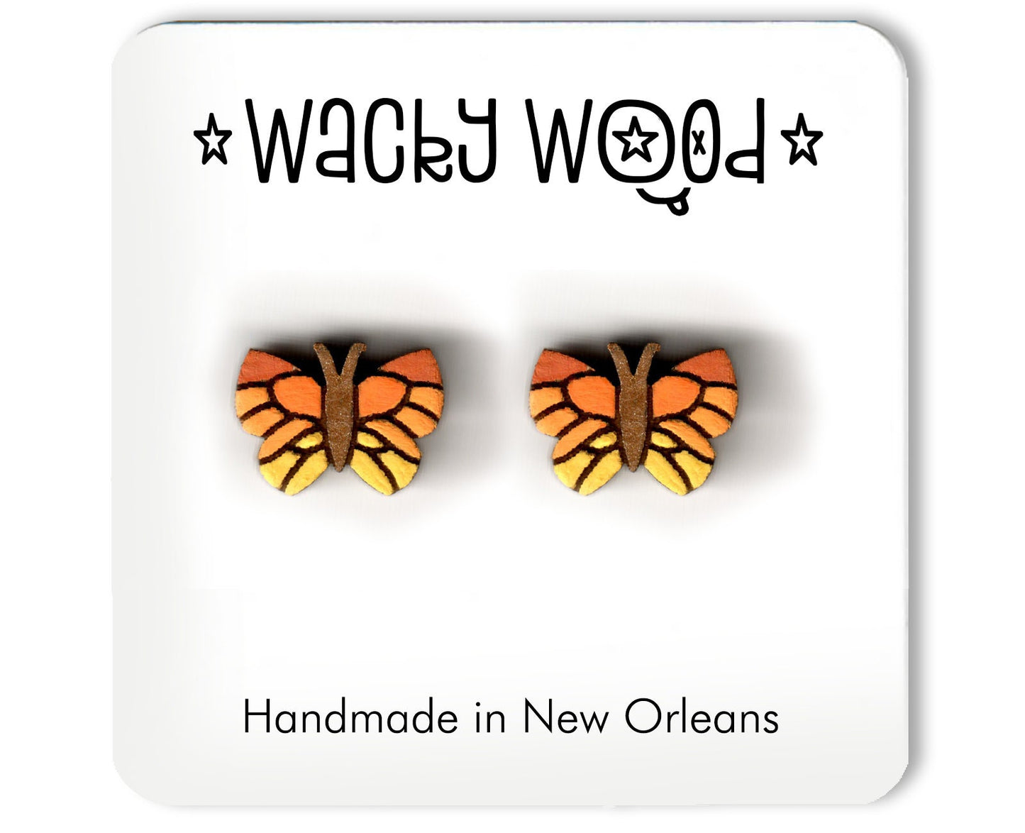 Butterfly Earrings, Nature Earrings, Food Earrings, Fun Gift, Stud Earrings, Novelty Earrings, Wooden Earring, Foodie gifts