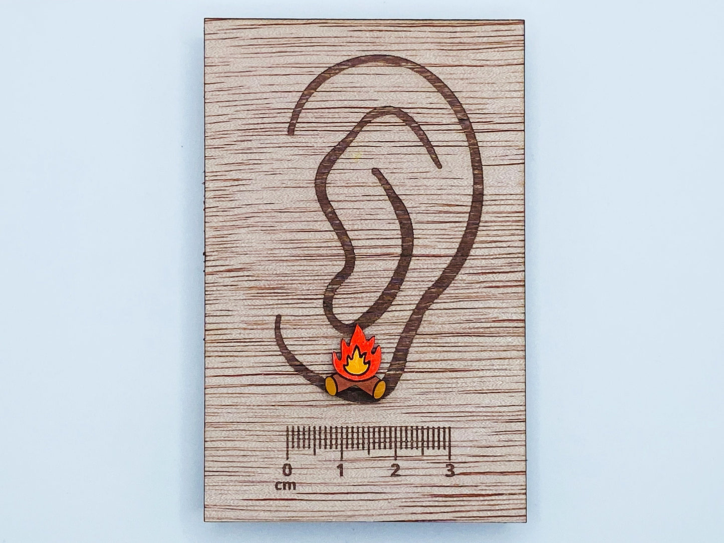 Campfire Earrings, Bonfire Studs, Camping Jewelry, Stud Earrings, Wooden Earring