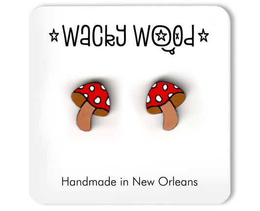 Mushroom Earrings, Hippie Stud Earrings, Fun plant Gift.
