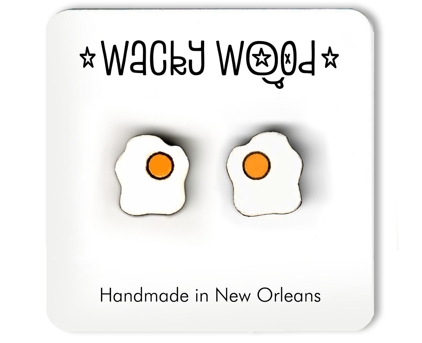 Breakfast Egg stud earrings, Funny Food studs, Fun eggs, Novelty Earrings, Wooden Earring, Foodie gifts