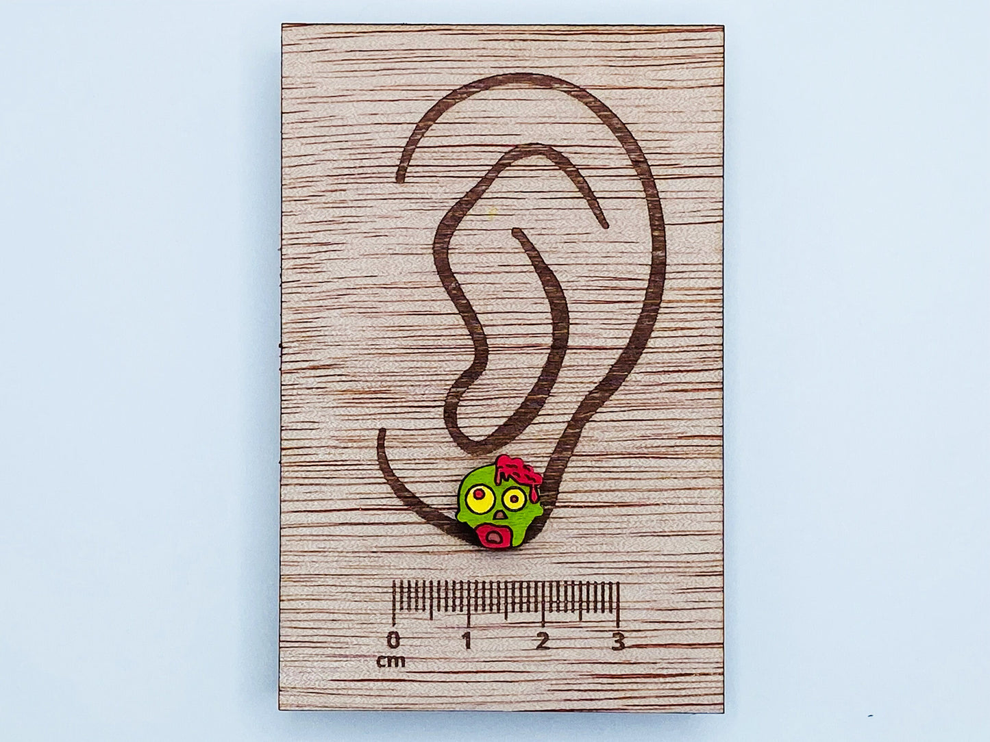 Zombie Earrings, Halloween Stud Earring, Wooden Earrings