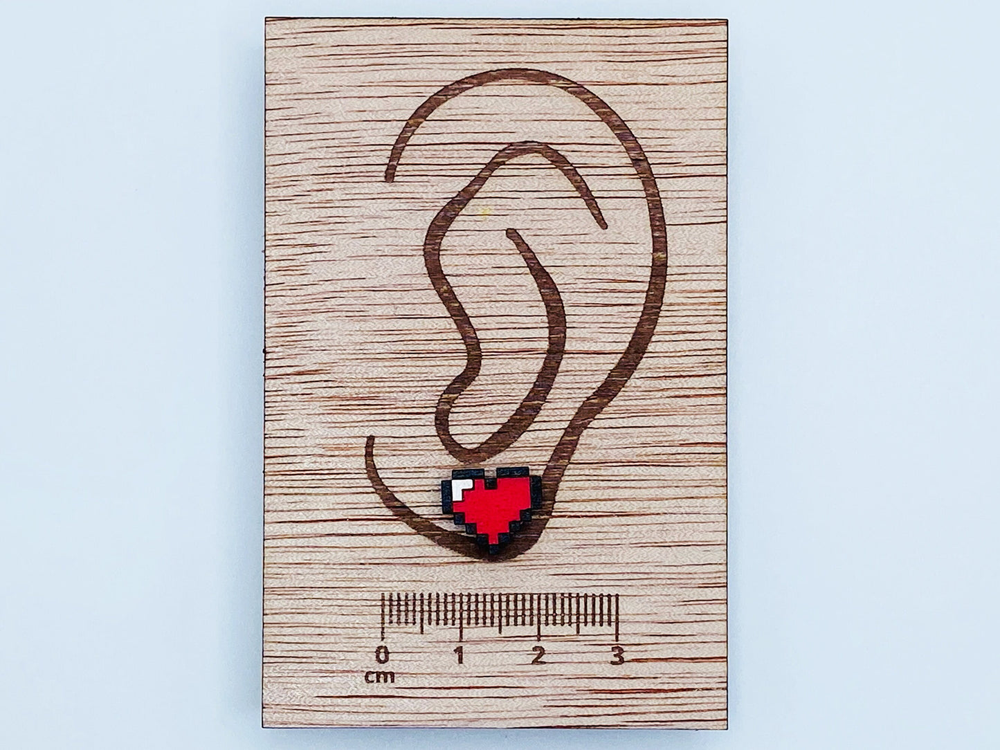 Pixel Heart Earrings, Gaming Earrings, Fun Gift, Stud Earrings, Novelty Earrings, Wooden Earring