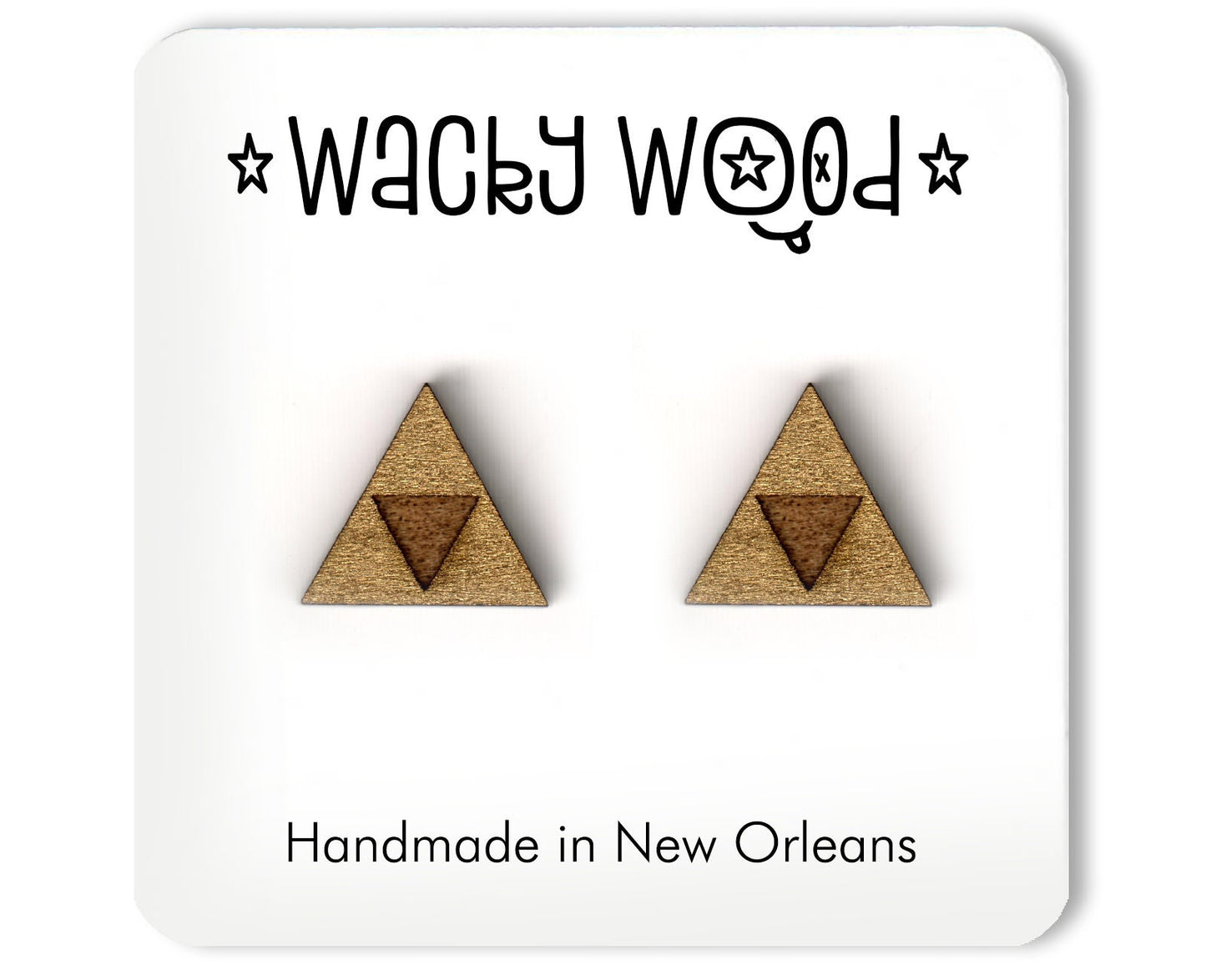 Triangle gaming earrings, golden force tri angle, gift for gamer, nerdy jewelry, Stud Earrings