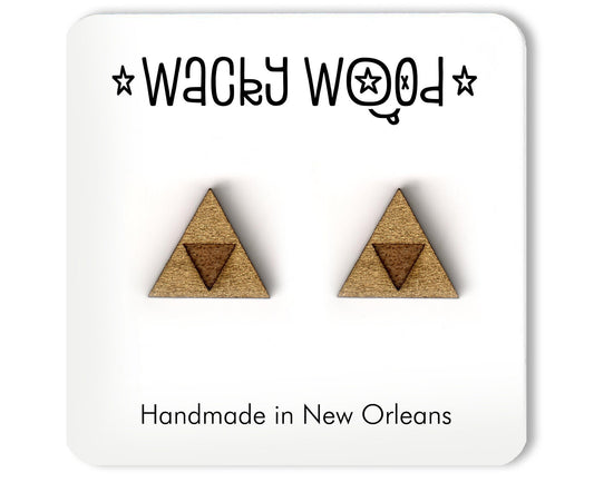 Triangle gaming earrings, golden force tri angle, gift for gamer, nerdy jewelry, Stud Earrings