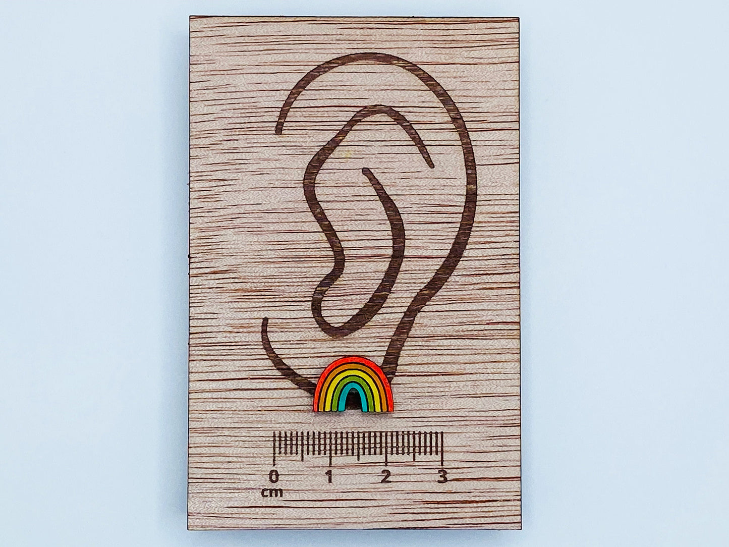 Rainbow Earrings, Nature Earrings, Fun Gift, Stud Earrings, Novelty Earrings, Wooden Earring