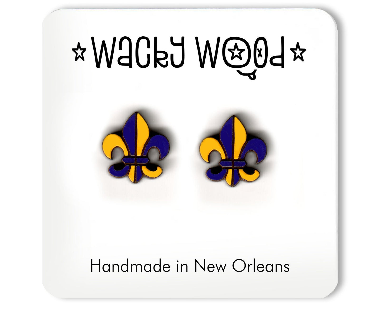 Fleur-de-lis Earrings, New Orleans Earrings, Fun Gift, Stud Earrings, Novelty Earrings, Wooden Earring