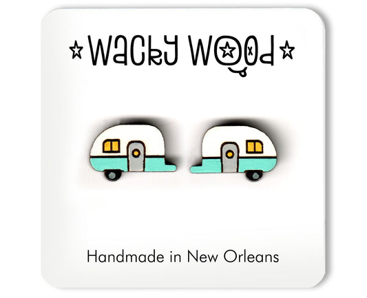 RV Earrings, camping earrings, van life jewelry, Nature Earrings, Fun Gift, Stud Earrings, outdoors accessory