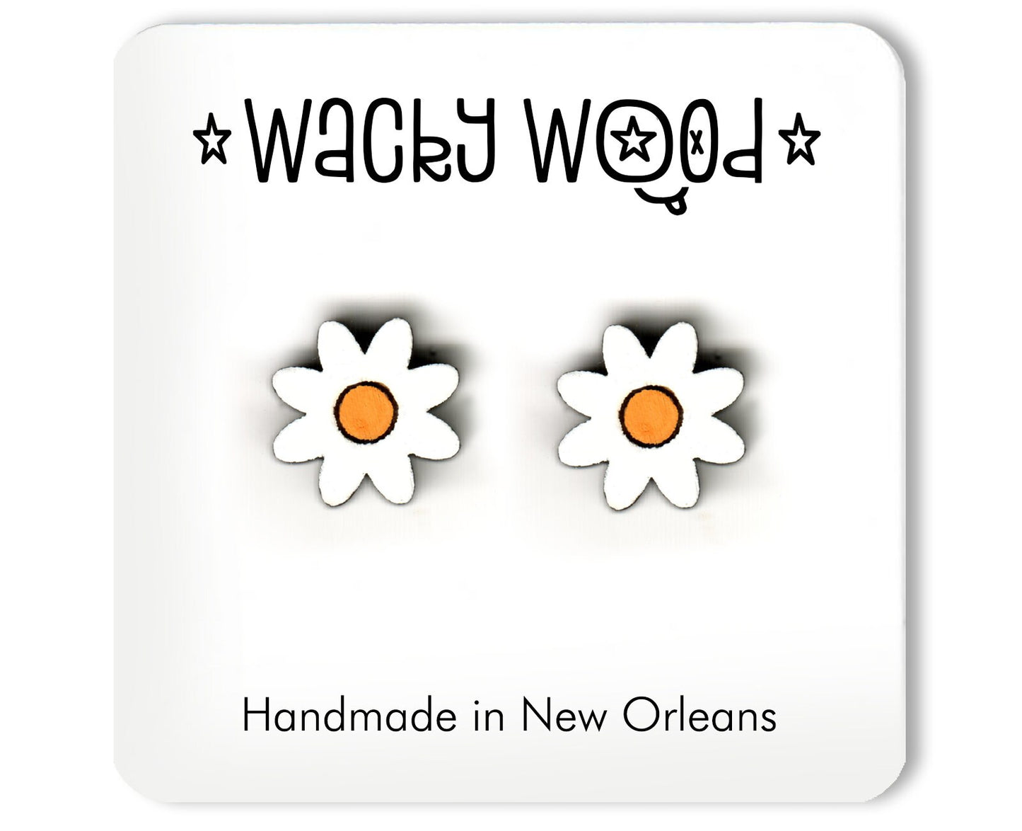 Flower Earrings, Nature Earrings, Fun Gift, Stud Earrings, wooden earrings