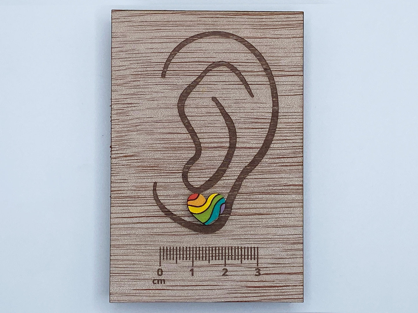 Groovy Heart Earring, Pride Earrings, Rainbow Fun Gift, Pride Stud Earrings, Novelty Earrings, Wooden Earring