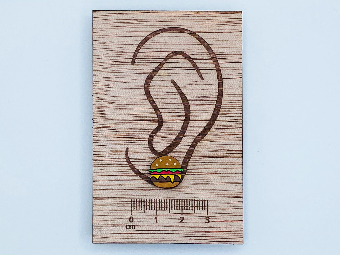 Hamburger Earrings, Cheeseburger Earrings, Food Earrings, Fun Gift, Stud Earrings, Novelty Earrings, Wooden Earring, Foodie gifts