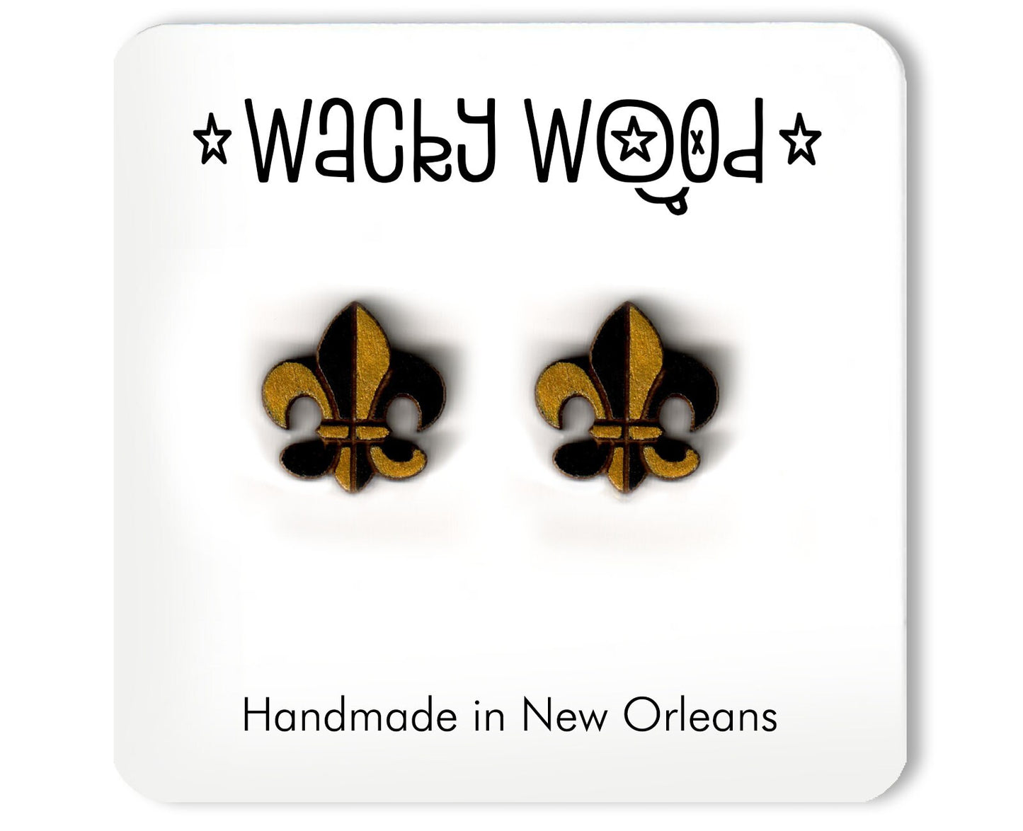 Fleur-de-lis Earrings, New Orleans Earrings, Fun Gift, Stud Earrings, Novelty Earrings, Wooden Earring