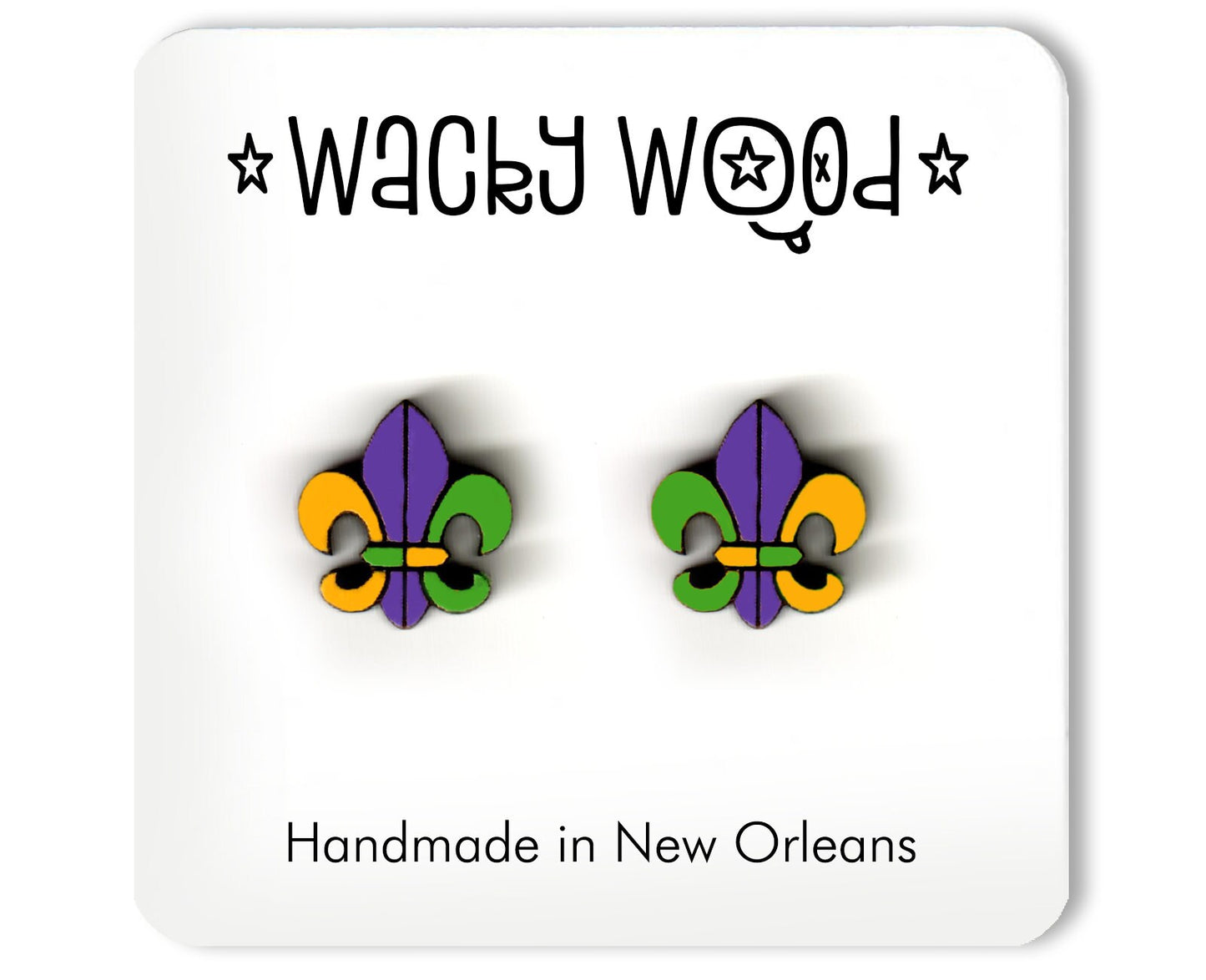 Fleur-de-lis Earrings, New Orleans Earrings, Fun Gift, Stud Earrings, Novelty Earrings, Wooden Earring
