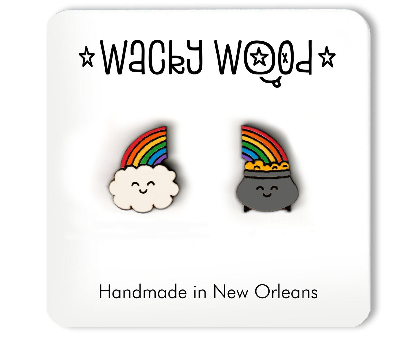 Pot Of Gold Stud Earrings, Novelty Earrings