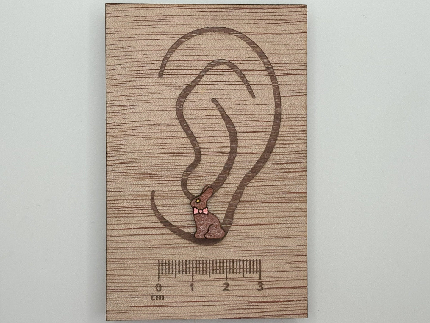 Chocolate Bunny Earrings, Fun Gift, Stud Earrings, Novelty Earrings, Wooden Earring