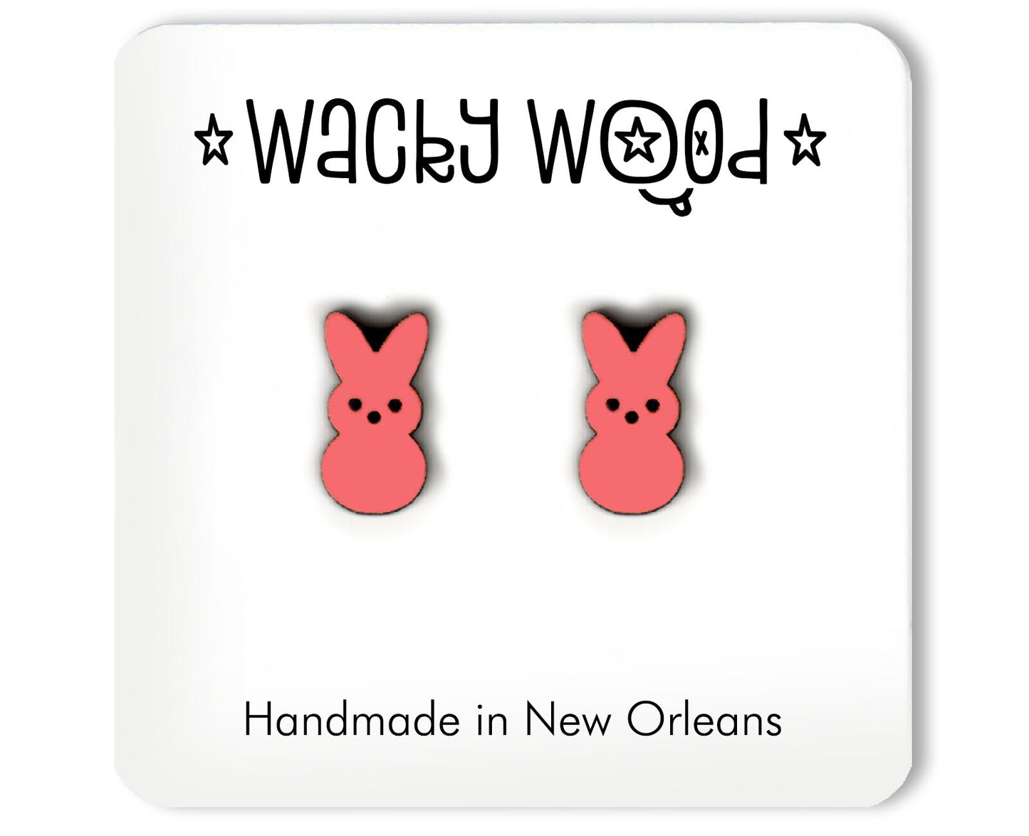 Marshmallow Easter Candy, Fun Gift, Stud Earrings, Novelty Earrings, Wooden Earring