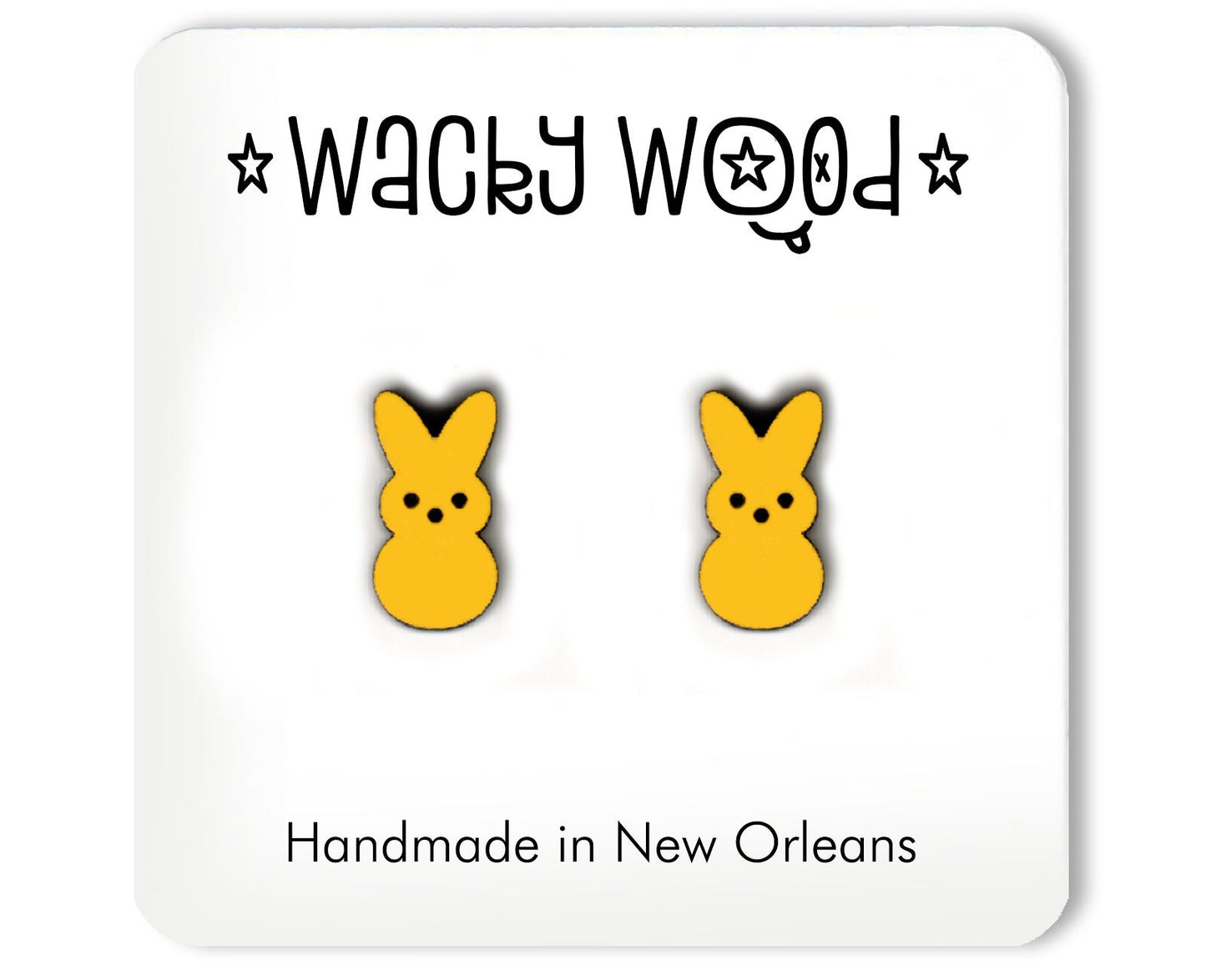 Marshmallow Easter Candy, Fun Gift, Stud Earrings, Novelty Earrings, Wooden Earring