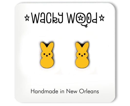 Marshmallow Easter Candy, Fun Gift, Stud Earrings, Novelty Earrings, Wooden Earring