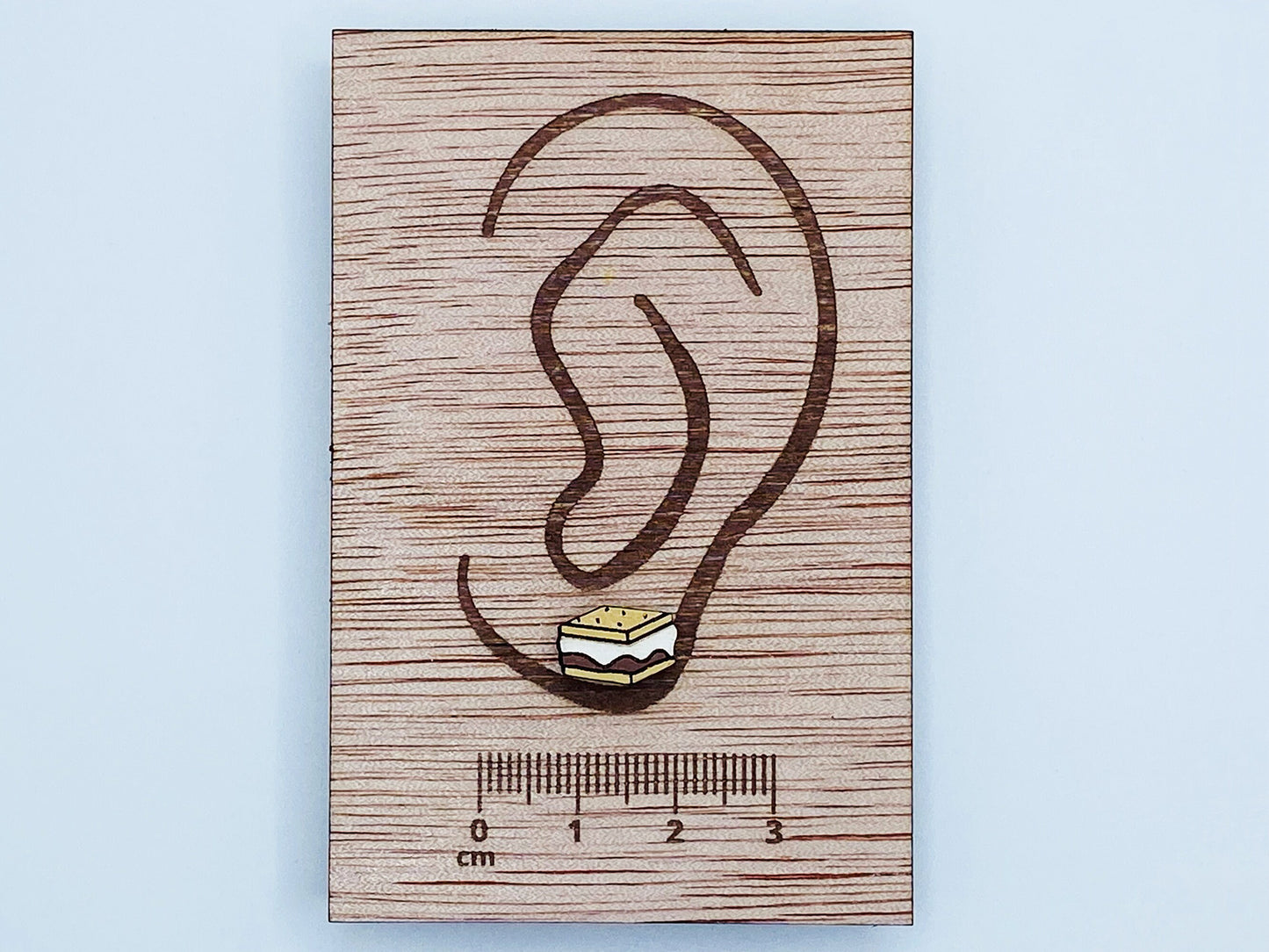 Food Earring, Smore Earrings, camping gift, outdoors stud, foodie gift, laser cut