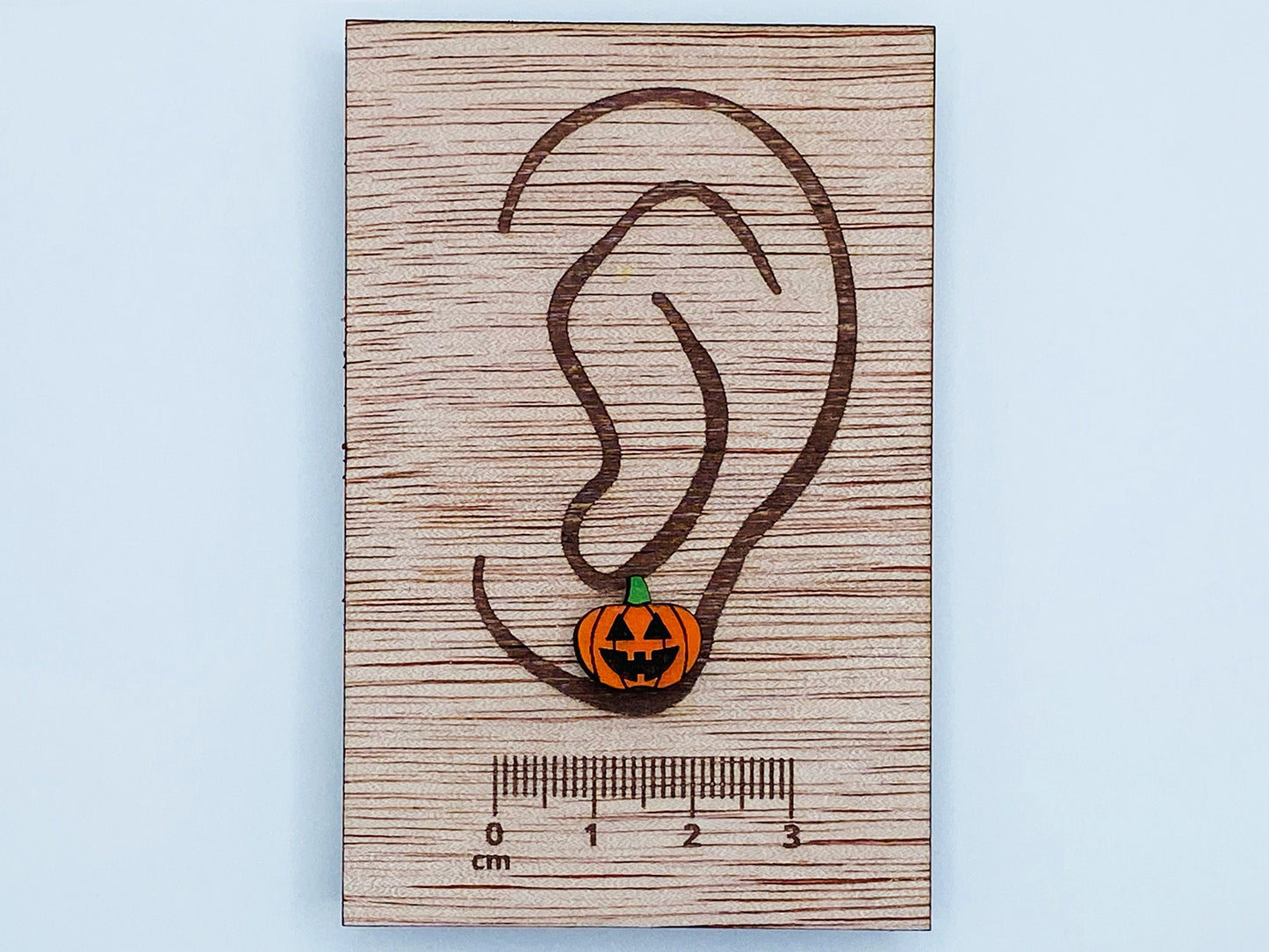 Jack O Lantern Earring, Halloween Earrings, Pumpkin, Fun Gift, Stud Earrings, Novelty Earrings, Wooden Earring