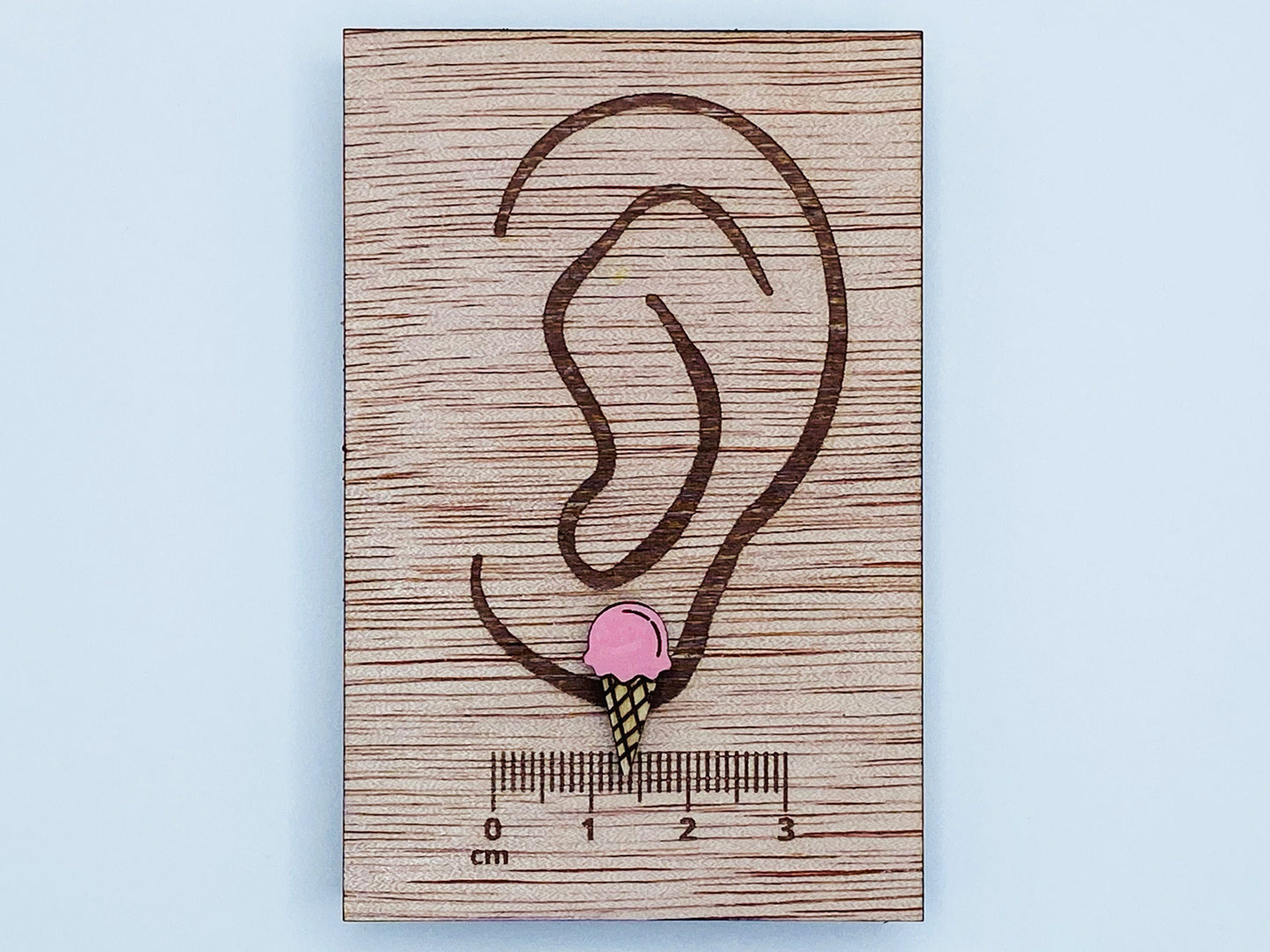 Ice Cream Cone, Food Earrings, Fun Gift, Stud Earrings, Novelty Earrings, Wooden Earring, Foodie gifts