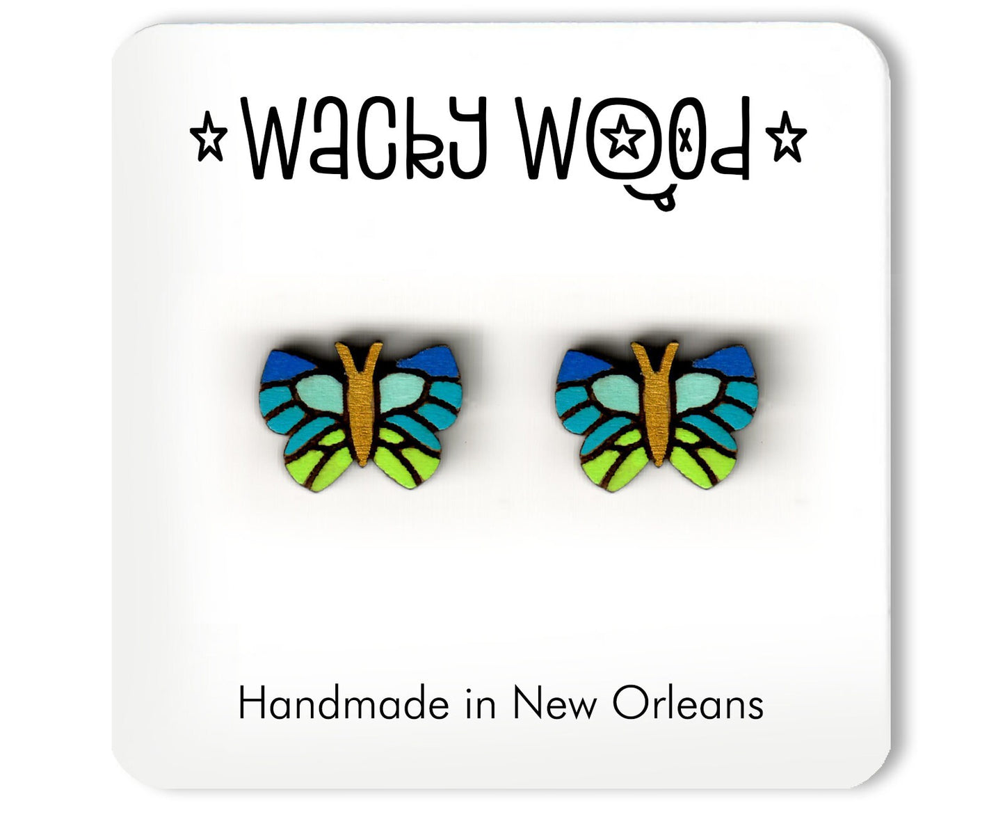 Butterfly Earrings, Nature Earrings, Food Earrings, Fun Gift, Stud Earrings, Novelty Earrings, Wooden Earring, Foodie gifts