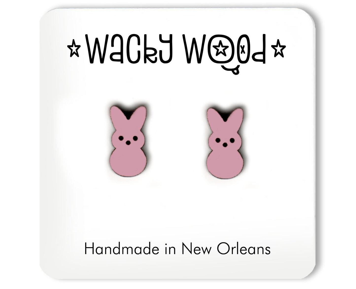 Marshmallow Easter Candy, Fun Gift, Stud Earrings, Novelty Earrings, Wooden Earring