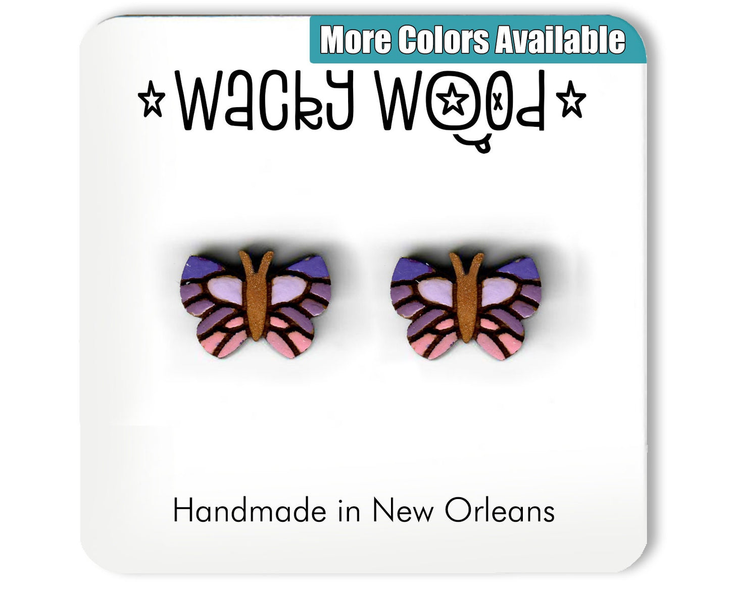 Butterfly Earrings, Nature Earrings, Food Earrings, Fun Gift, Stud Earrings, Novelty Earrings, Wooden Earring, Foodie gifts