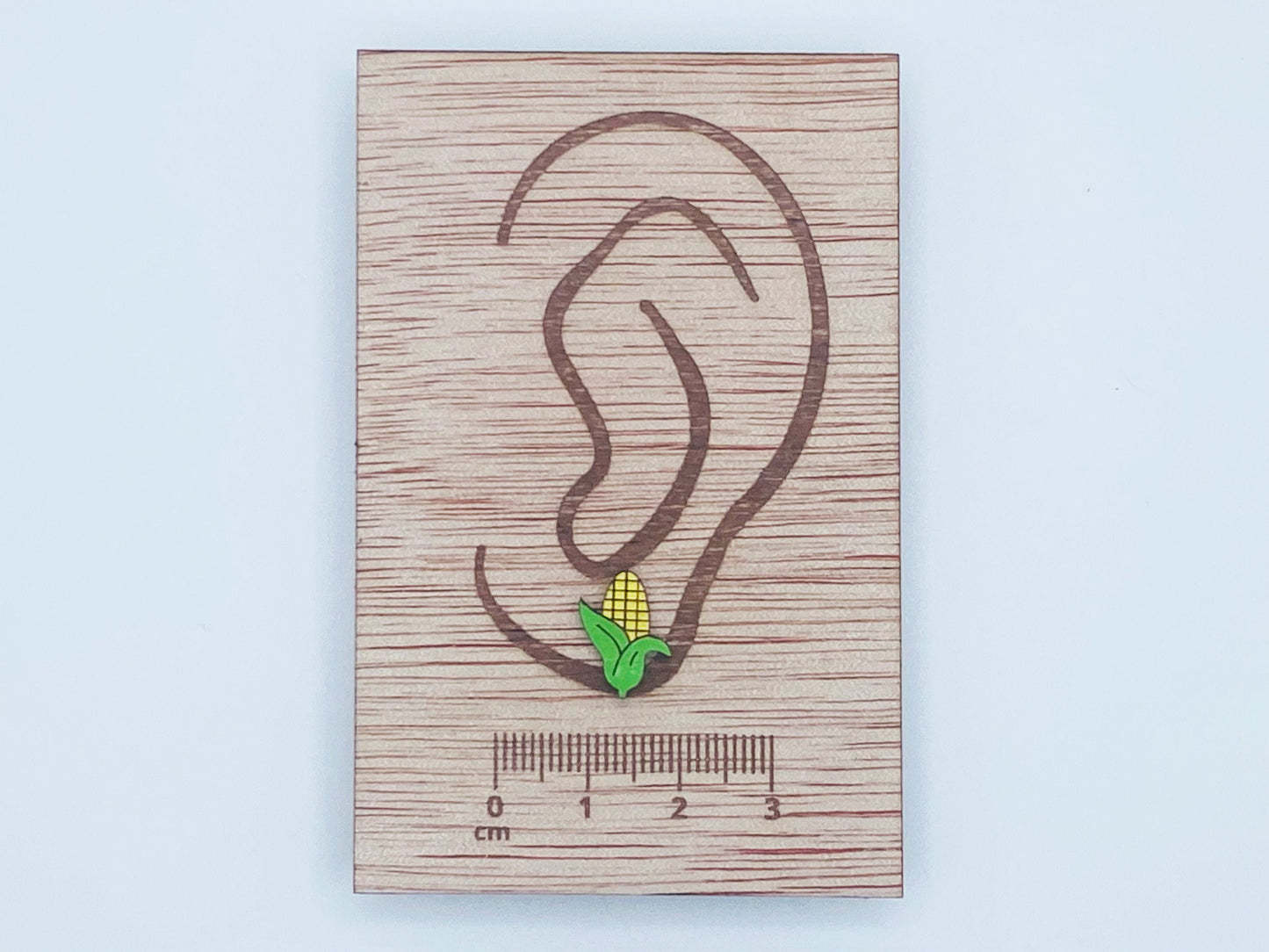 Corn Stud Earrings, Food Earrings, Wooden earrings