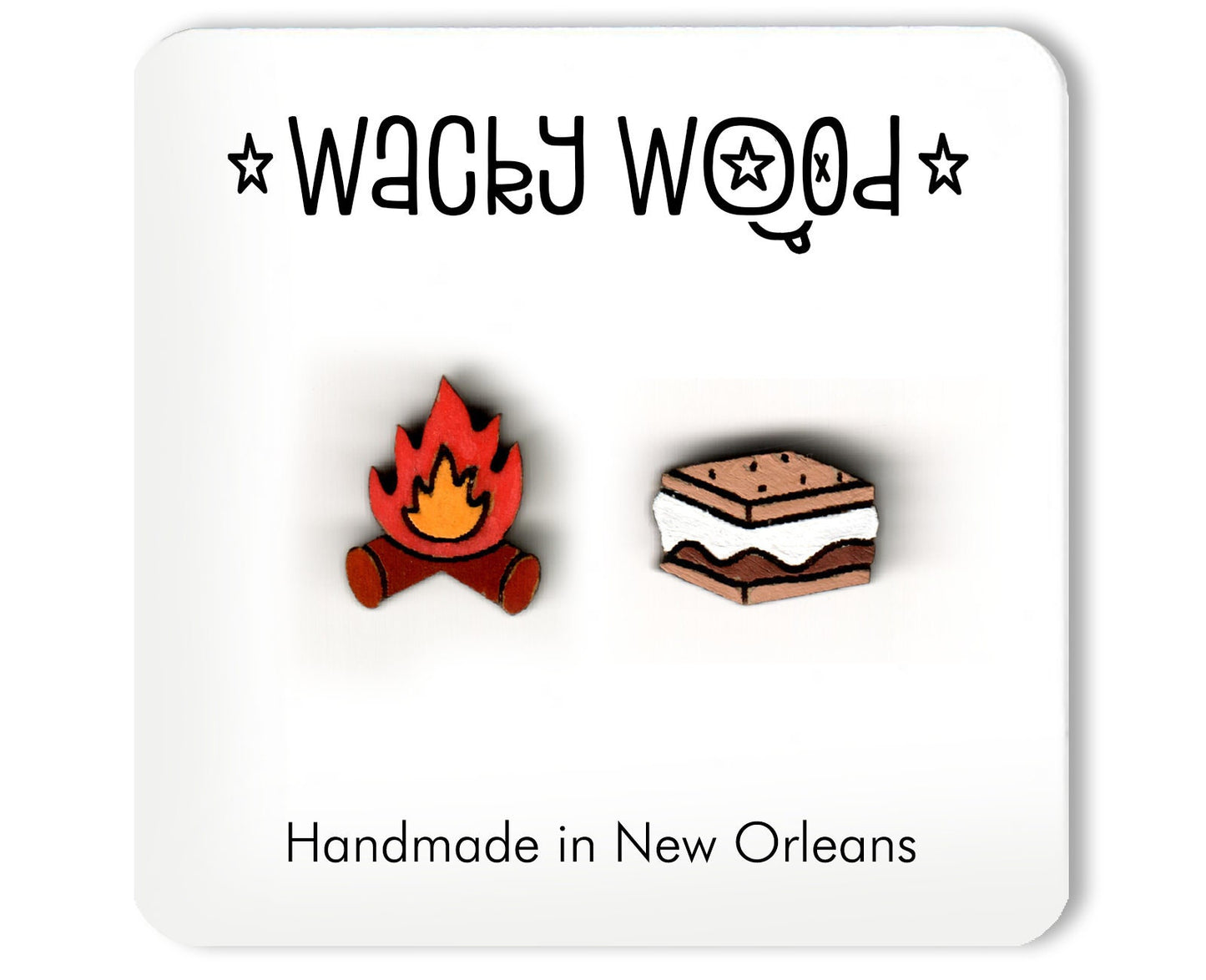 Campfire Smore Earring, Food Earrings, cute earrings, Fun Gift, Stud Earrings, Novelty Earrings, chocolate, Foodie gifts