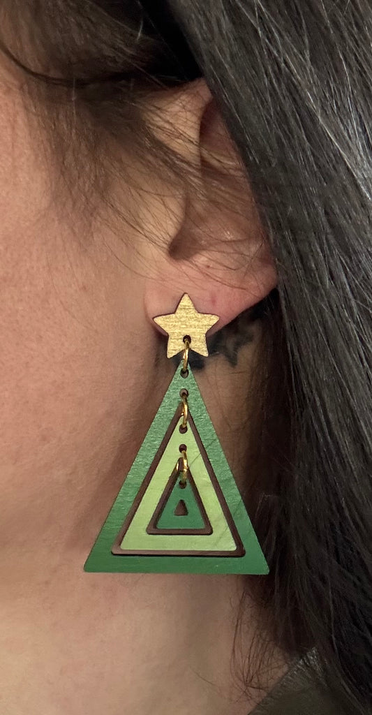 Christmas Tree Earrings Abstract