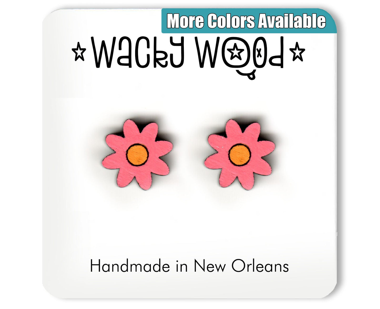 Flower Earrings, Nature Earrings, Fun Gift, Stud Earrings, wooden earrings