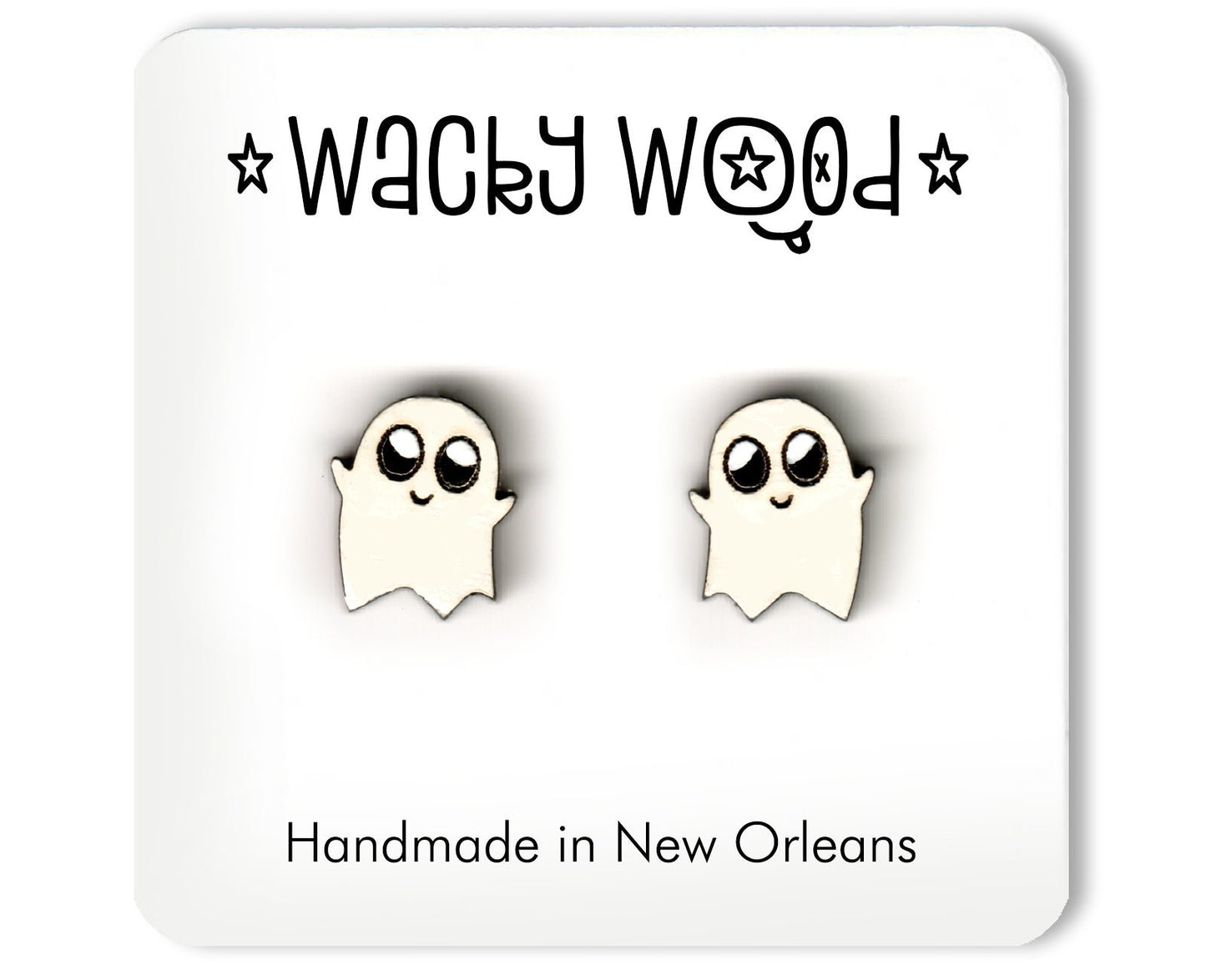 Ghost Earring, Halloween Earrings, monster, Fun Gift, Stud Earrings, Novelty Earrings, Wooden Earring