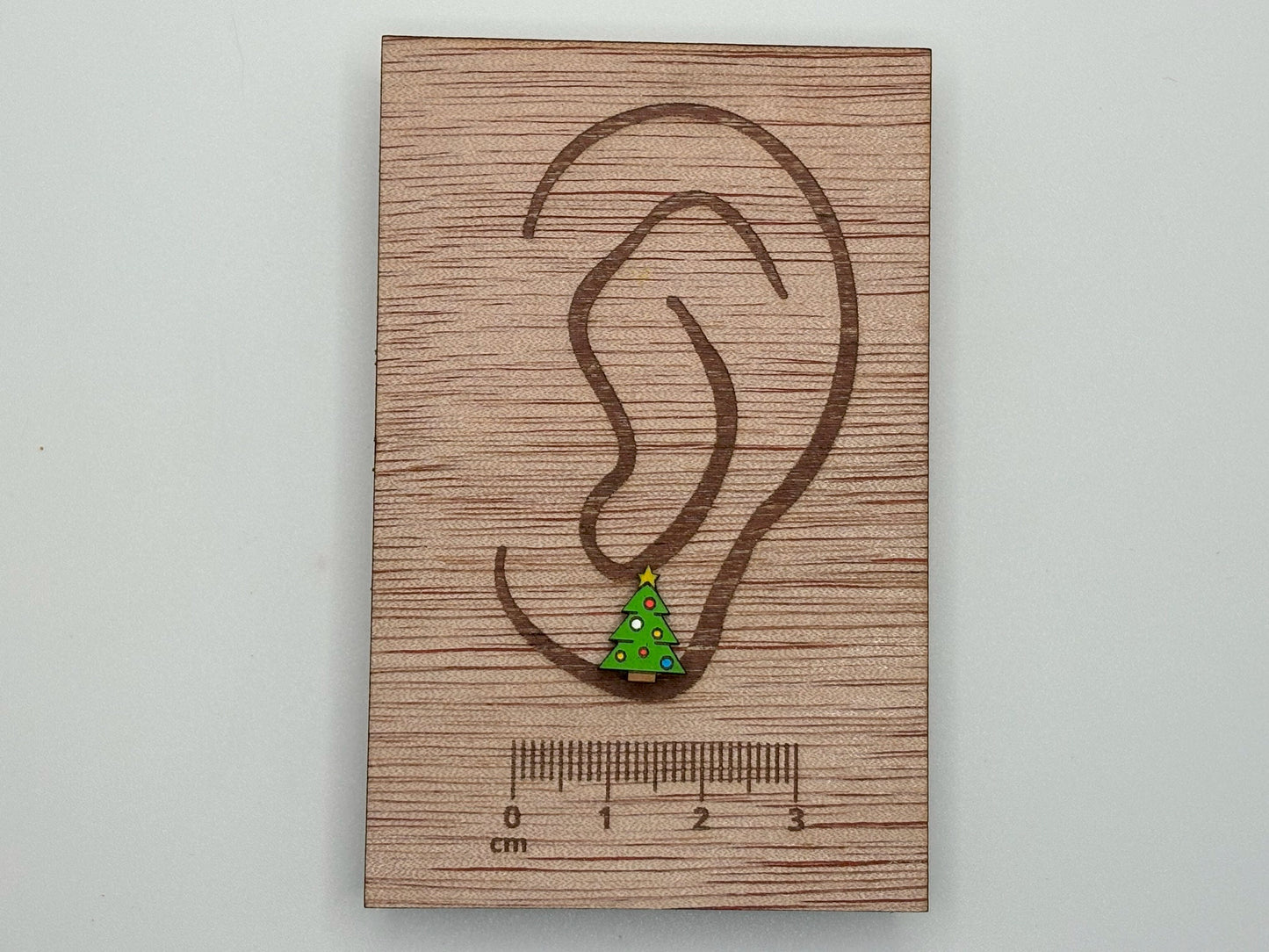 Christmas tree earrings, Fun Gift, Stud Earrings, Novelty Earrings, Wooden Earring