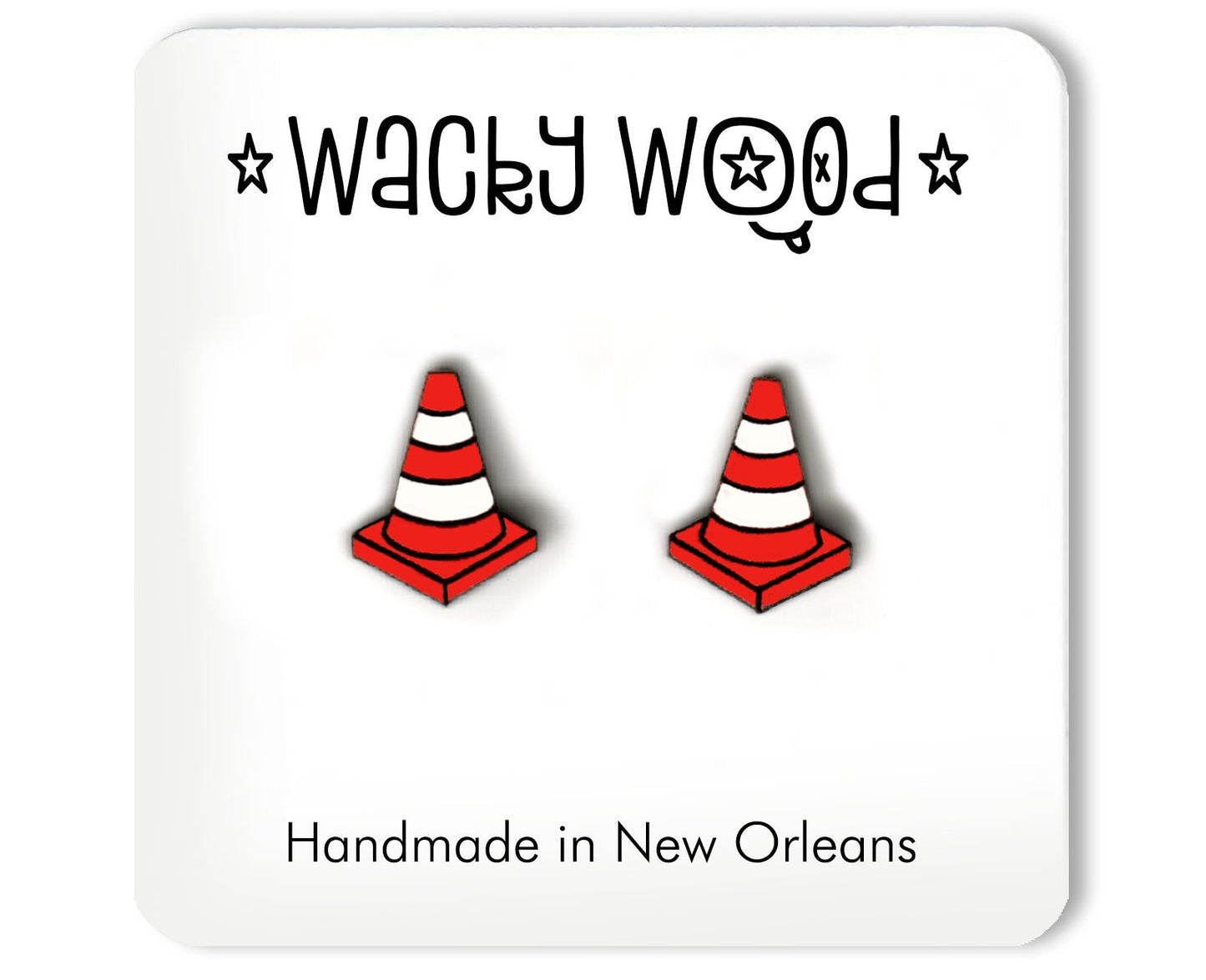 Traffic Cone Stud Earrings, laser cut stud earrings