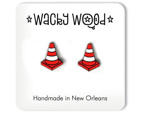 Traffic Cone Stud Earrings, laser cut stud earrings