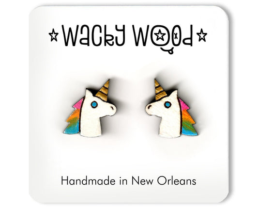 Rainbow Unicorn Earrings, Colorful Unicorn Jewelry, Unicorn Gift, Pink Unicorn Studs, Cute Unicorn, Cartoon Unicorn, Fun Earrings