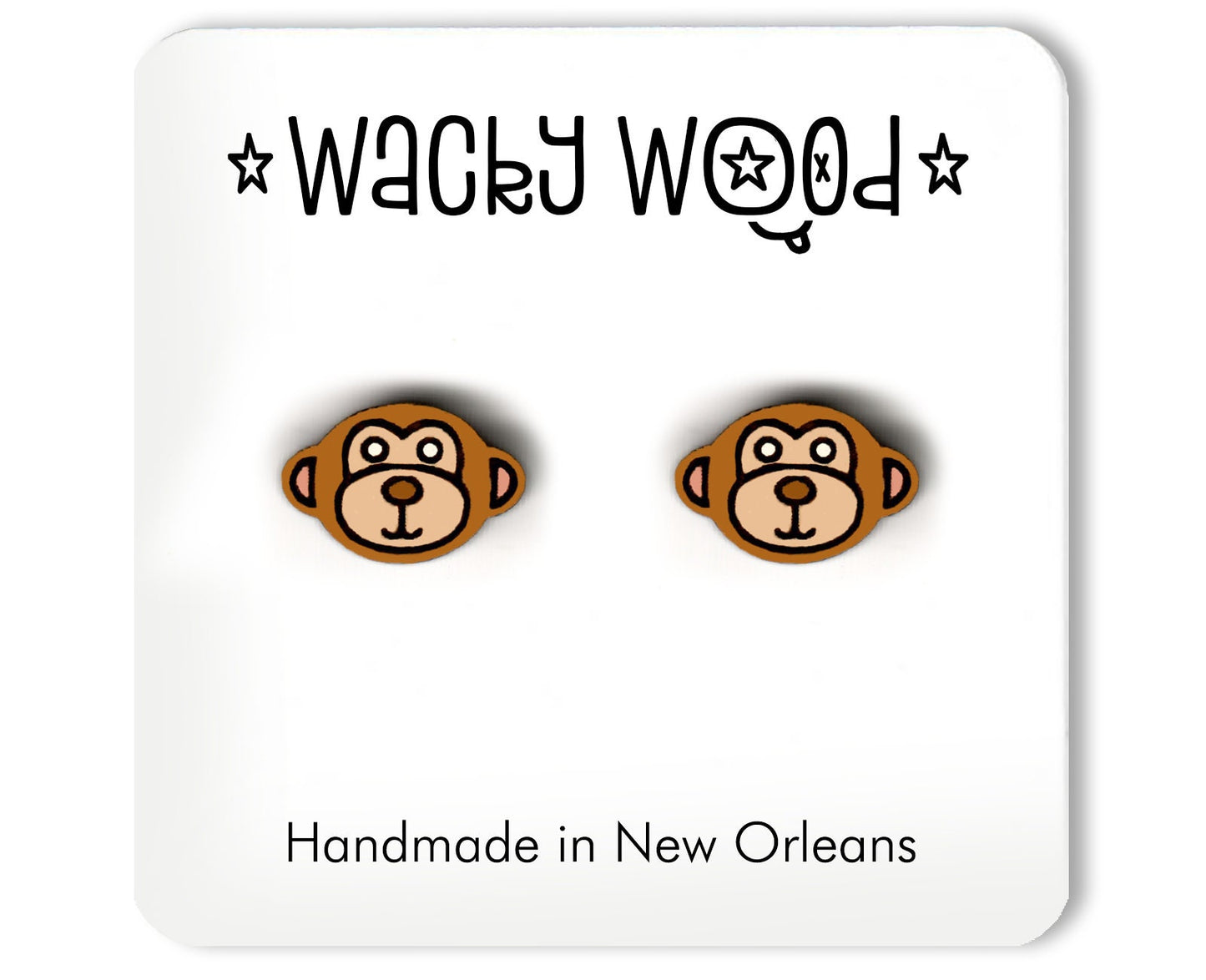 Monkey Earrings, Animal Stud Earrings, Animal lover gift