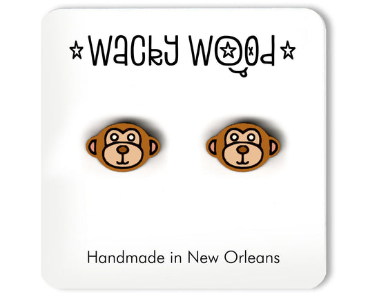 Monkey Earrings, Animal Stud Earrings, Animal lover gift