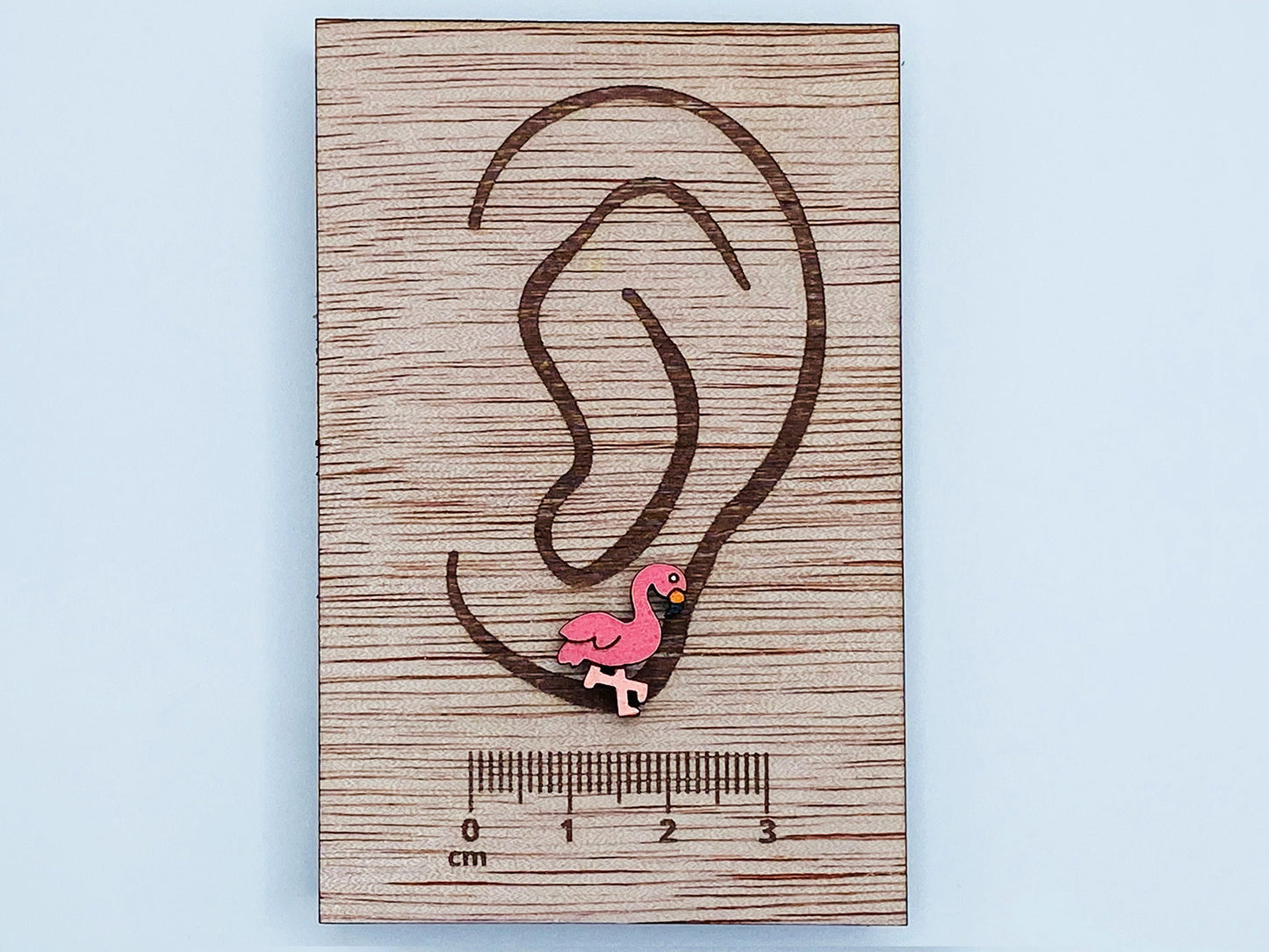 Flamingo Earrings, Nature Earrings, Fun Gift, Stud Earrings, Wooden Earrings