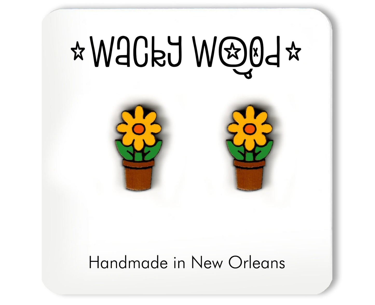 Flower pot Stud earrings, plant earrings, laser cut stud earrings