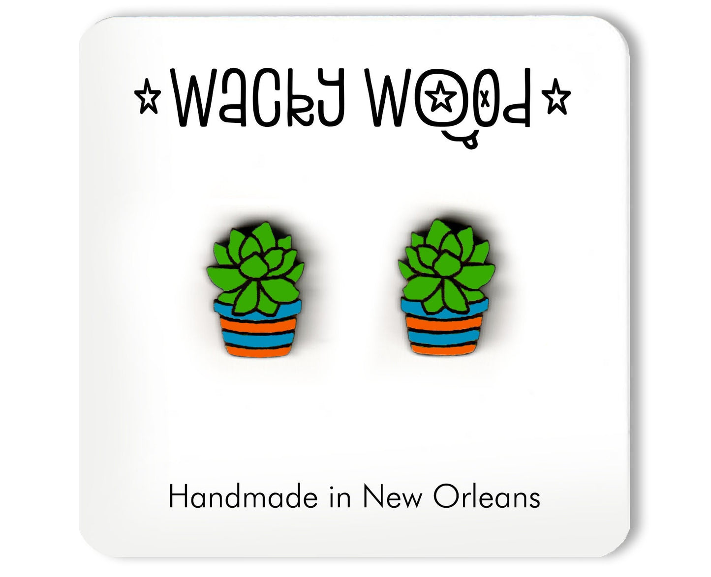 Succulent Plant stud Earrings, potted plant, nature stud earring