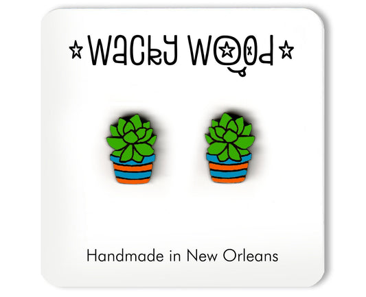 Succulent Plant stud Earrings, potted plant, nature stud earring