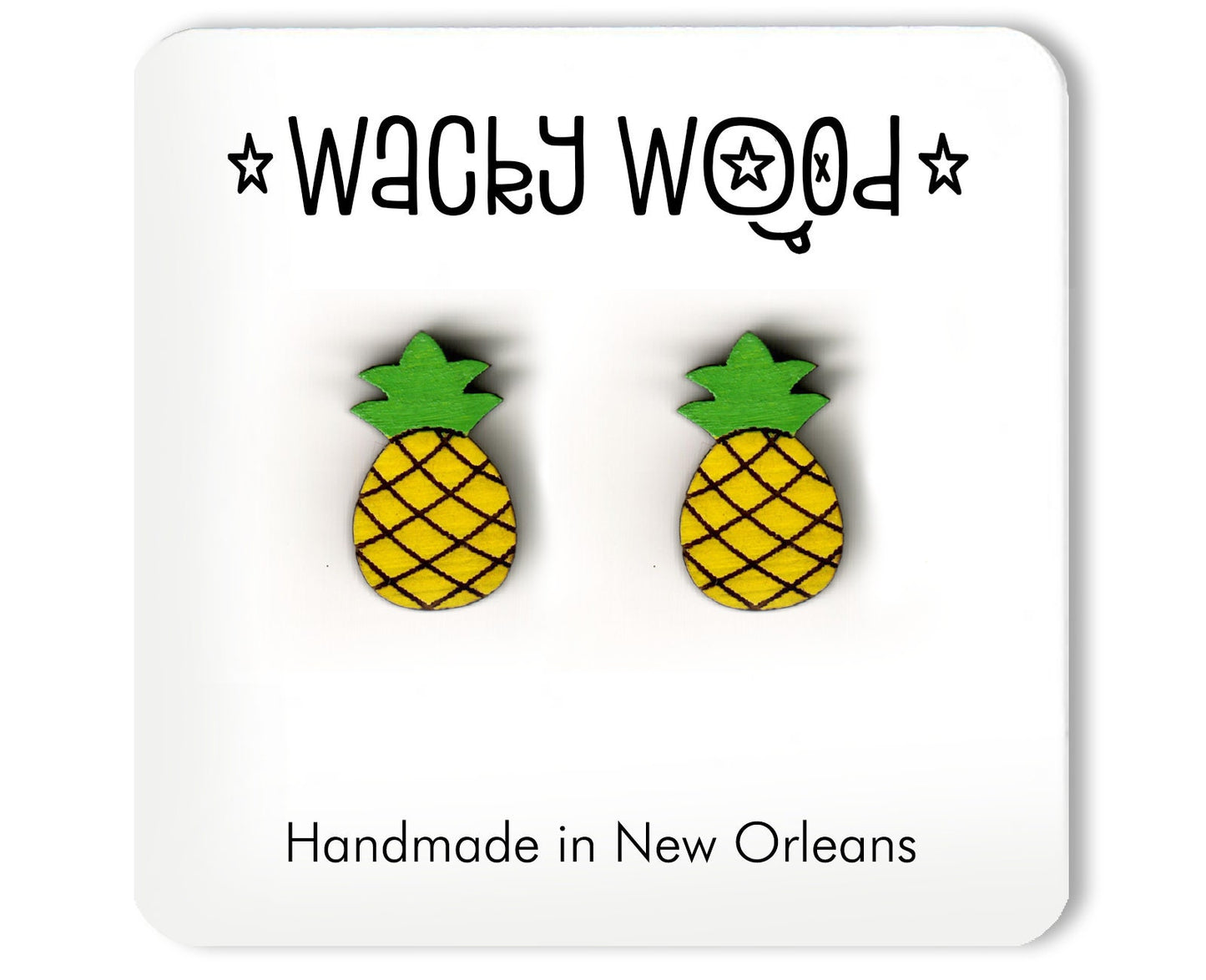 Pineapple Earrings, Yellow Pineapple Studs, Colorful Pineapple Earrings, Tropical Earrings