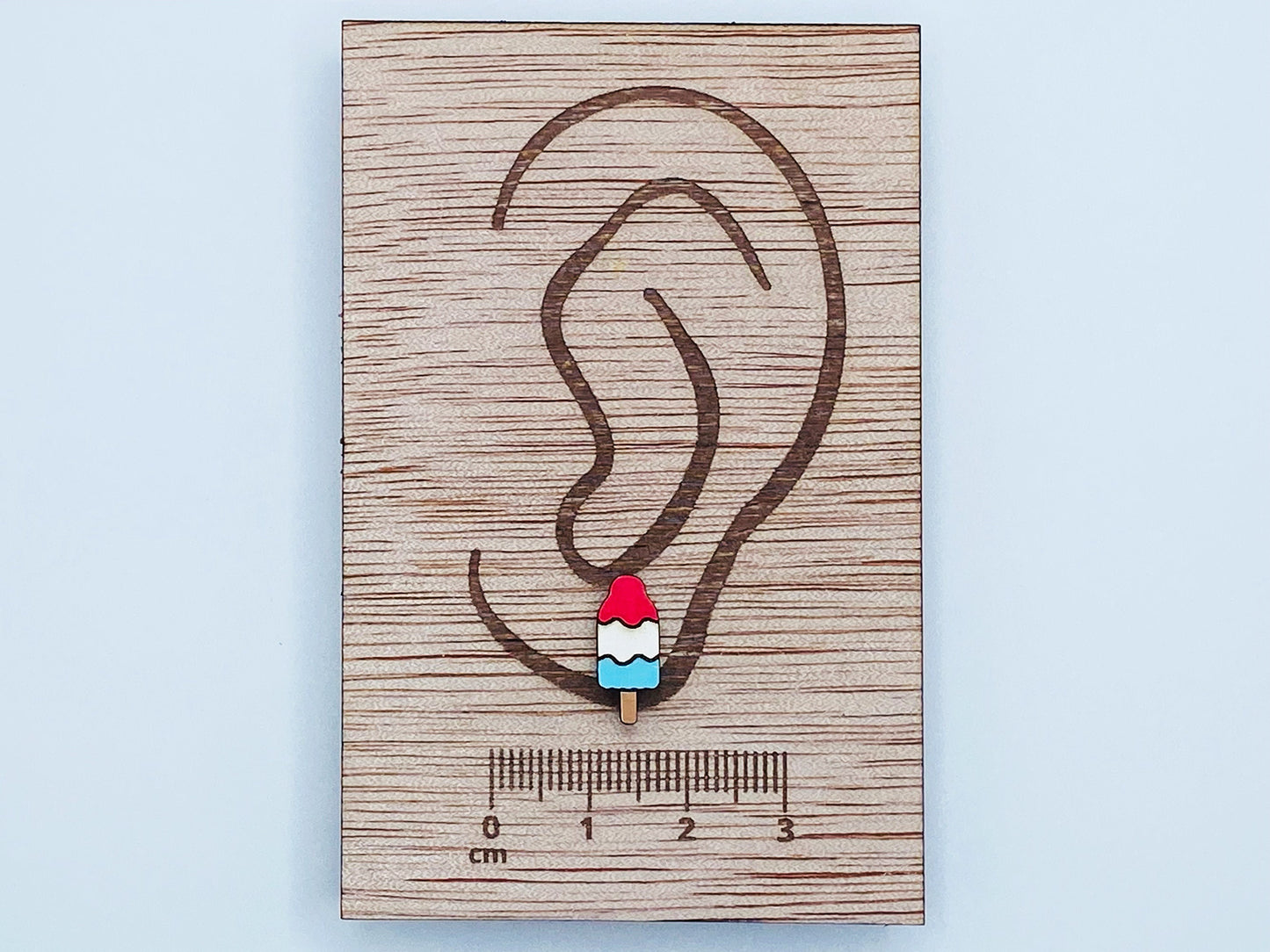 Popsicle Earrings, Funny Bomb Pop Earrings, Food stud earrings, Novelty gift Earrings, Wooden Earring