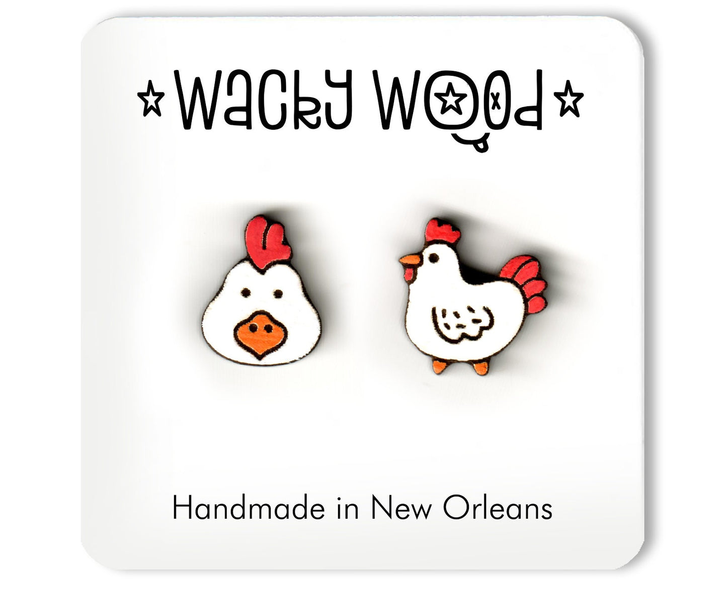 Chicken Earrings, Animal Earrings