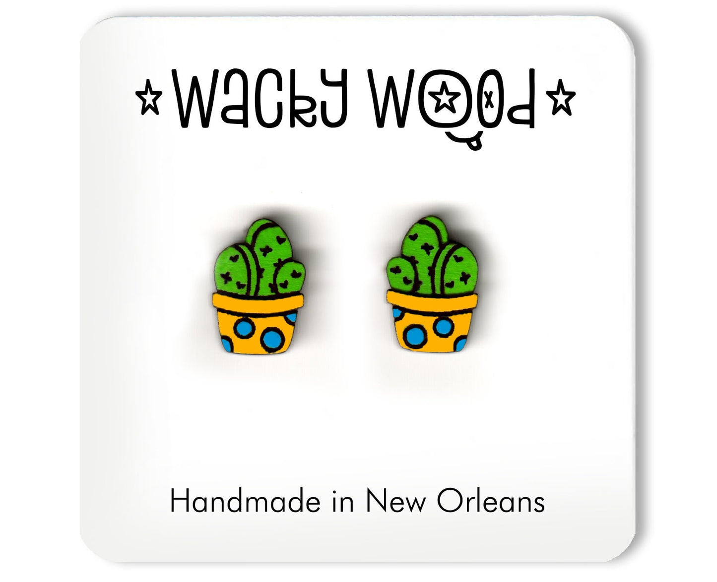 Cactus Plant Earrings, Plant Earrings, Potted plant