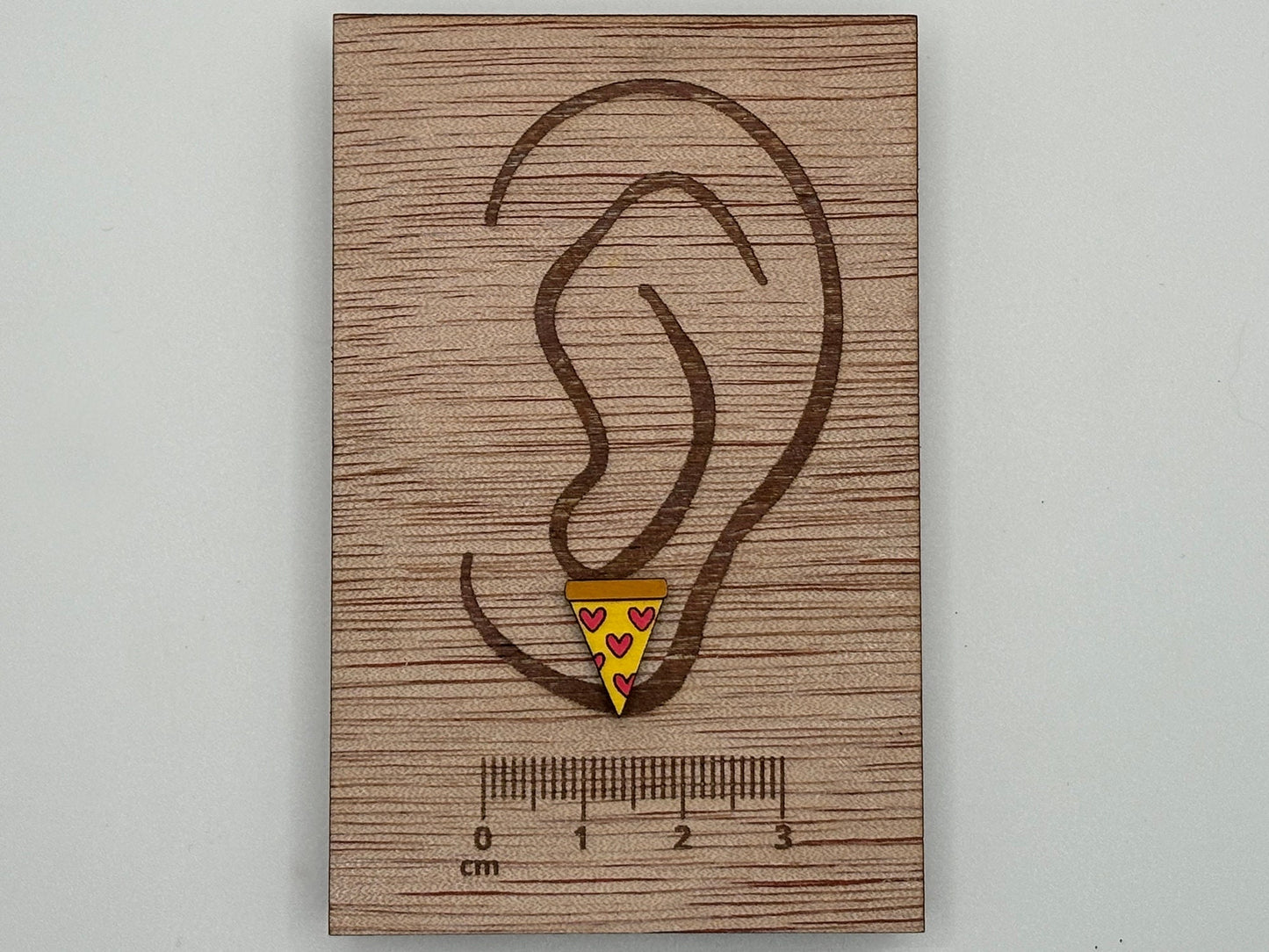 Pizza Heart Earring, Food Stud Earrings, Novelty Earrings, Wooden Earring