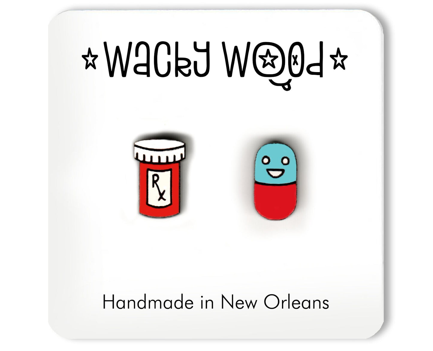 Happy Prescription Pill Stud Earrings